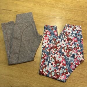 Aerie Offline and Chill. Play. Move. Tan and Floral Leggings Lot Size Medium